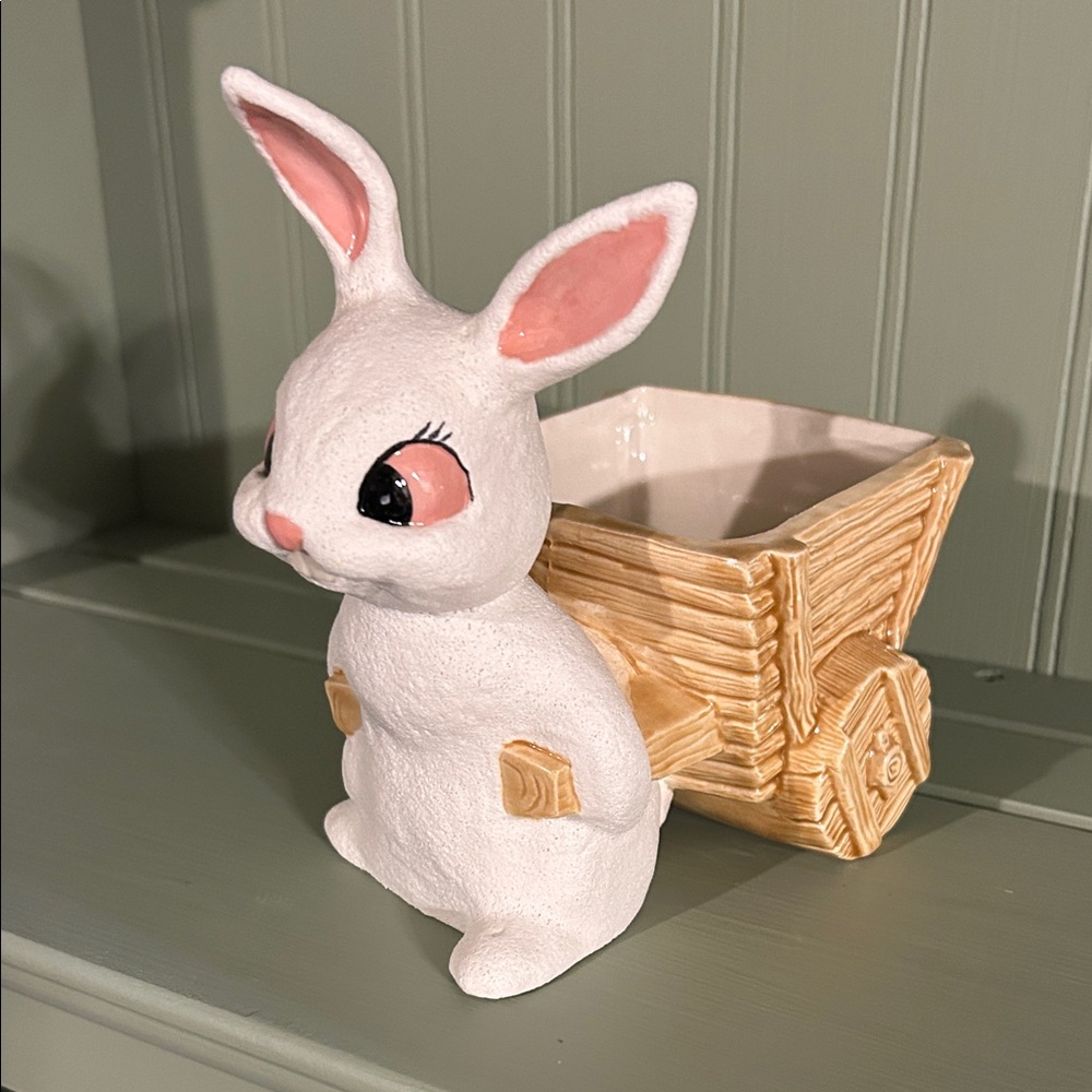 Ceramic Bunny Planter with Cart